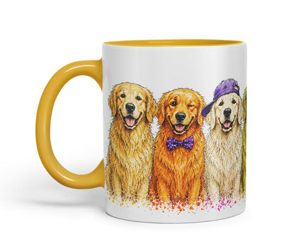 Vixar Golden Retriever Dog Mug – Cute Golden Retriever Coloured Ceramic Mug Cup Gift, 11oz (Black)