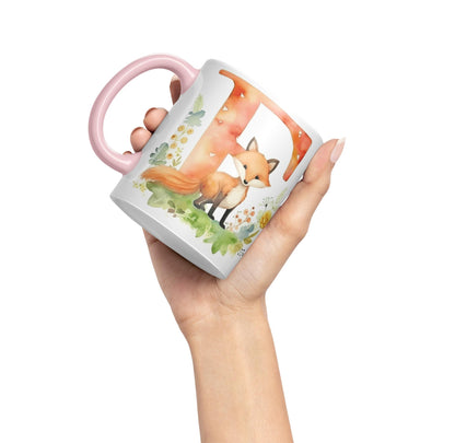 Letter F mug, Animals Alphabet Letter F Monogram animal for kids Ceramic Coloured Mug Cup for Tea Coffee Hot brew 330ml 11Oz Gift