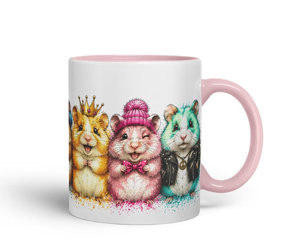 Vixar Hamster Mug – Cute Hamster Animal Coloured Ceramic Mug Cup Gift, 11oz (Black)