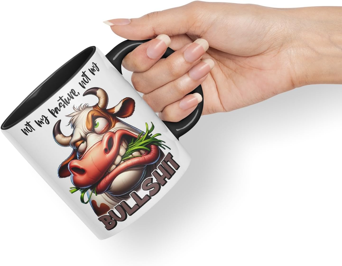 Vixar Not My Pasture, Not My Bullshit Coloured Ceramic Mug Cup 11oz Funny Sarcastic Gift (Black)