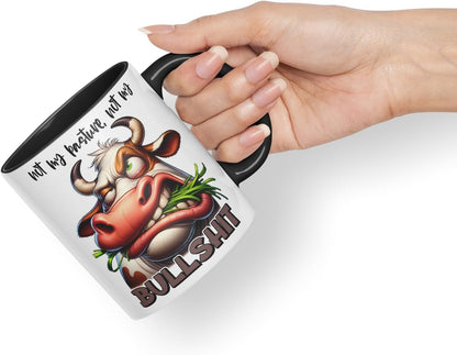 Vixar Not My Pasture, Not My Bullshit Coloured Ceramic Mug Cup 11oz Funny Sarcastic Gift (Black)