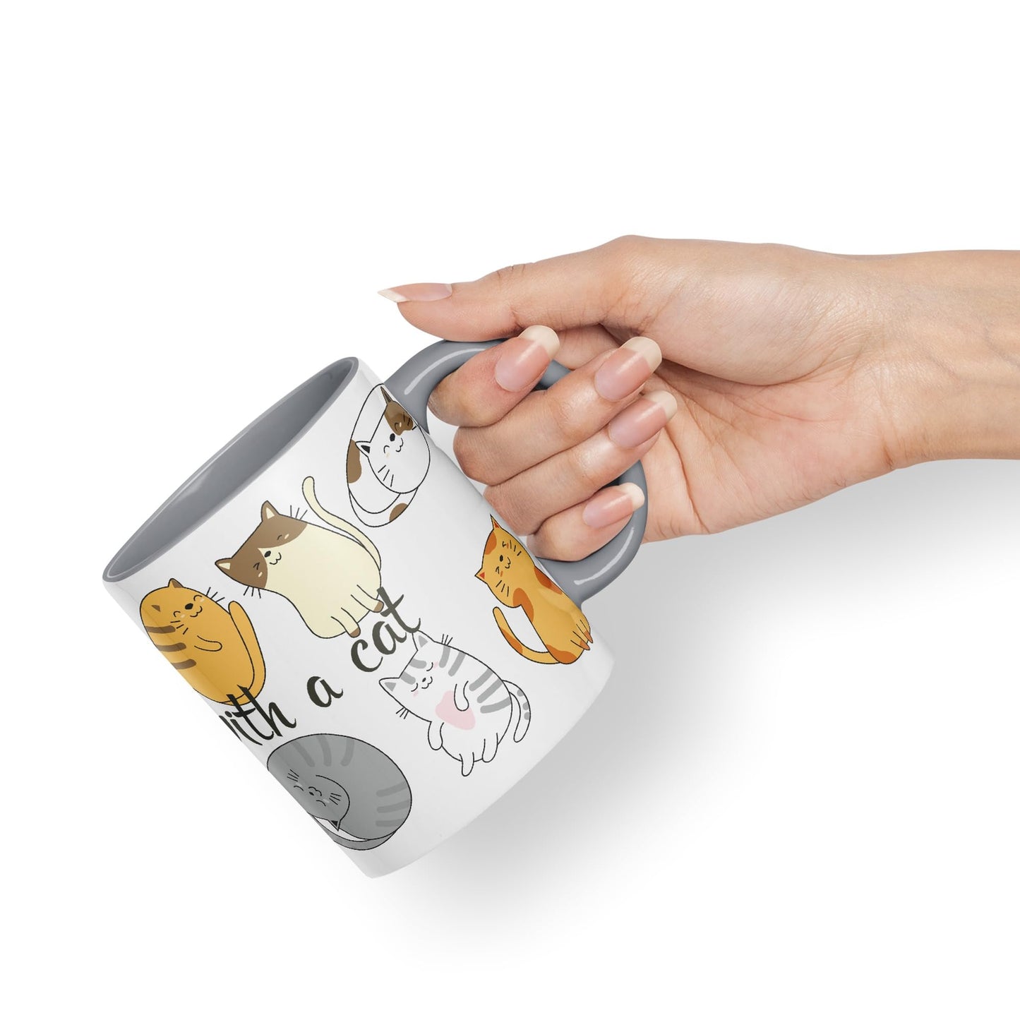 Vixar Life is Better with a cat Ceramic Coloured Mug Cup Gift Tea Coffee Christmas Office Home Cat Lovers