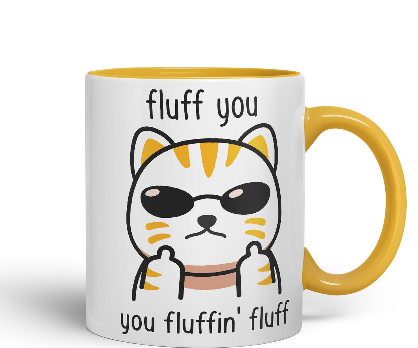 Vixar Fluff You Cat Joke Adult Ceramic Mug Coloured Mug Cup Gift Tea Coffee Christmas Office Home