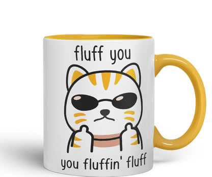 Vixar Fluff You Cat Joke Adult Ceramic Mug Coloured Mug Cup Gift Tea Coffee Christmas Office Home