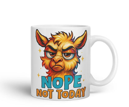 Vixar Nope Not Today Sarcastic Llama – Coloured Ceramic Mug Cup Gift, 11oz (Black)