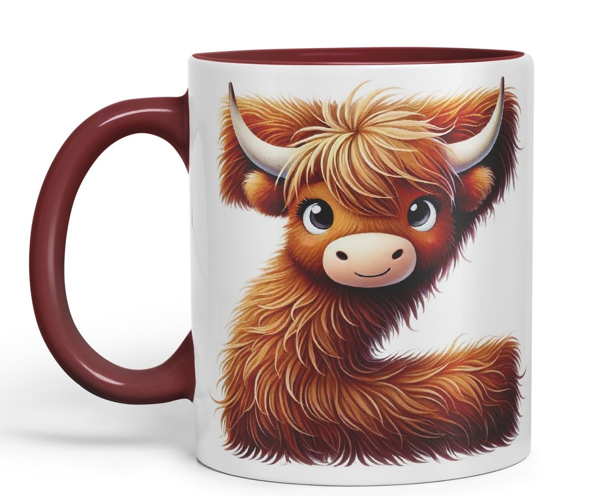 Highland Cow Alphabet Monogram Coloured Ceramic Cup Mug Letter Z Rustic Farmhouse Animal Letter Gift V2 11oz (Black)