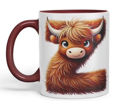 Highland Cow Alphabet Monogram Coloured Ceramic Cup Mug Letter Z Rustic Farmhouse Animal Letter Gift V2 11oz (Black)