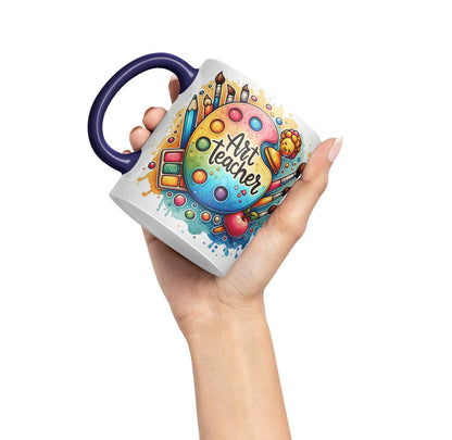 Vixar Art Teacher Mug Thank You, End of School Gift Ceramic Coloured Mug Cup for Tea Coffee Hot Brew 330ml 11Oz Gift