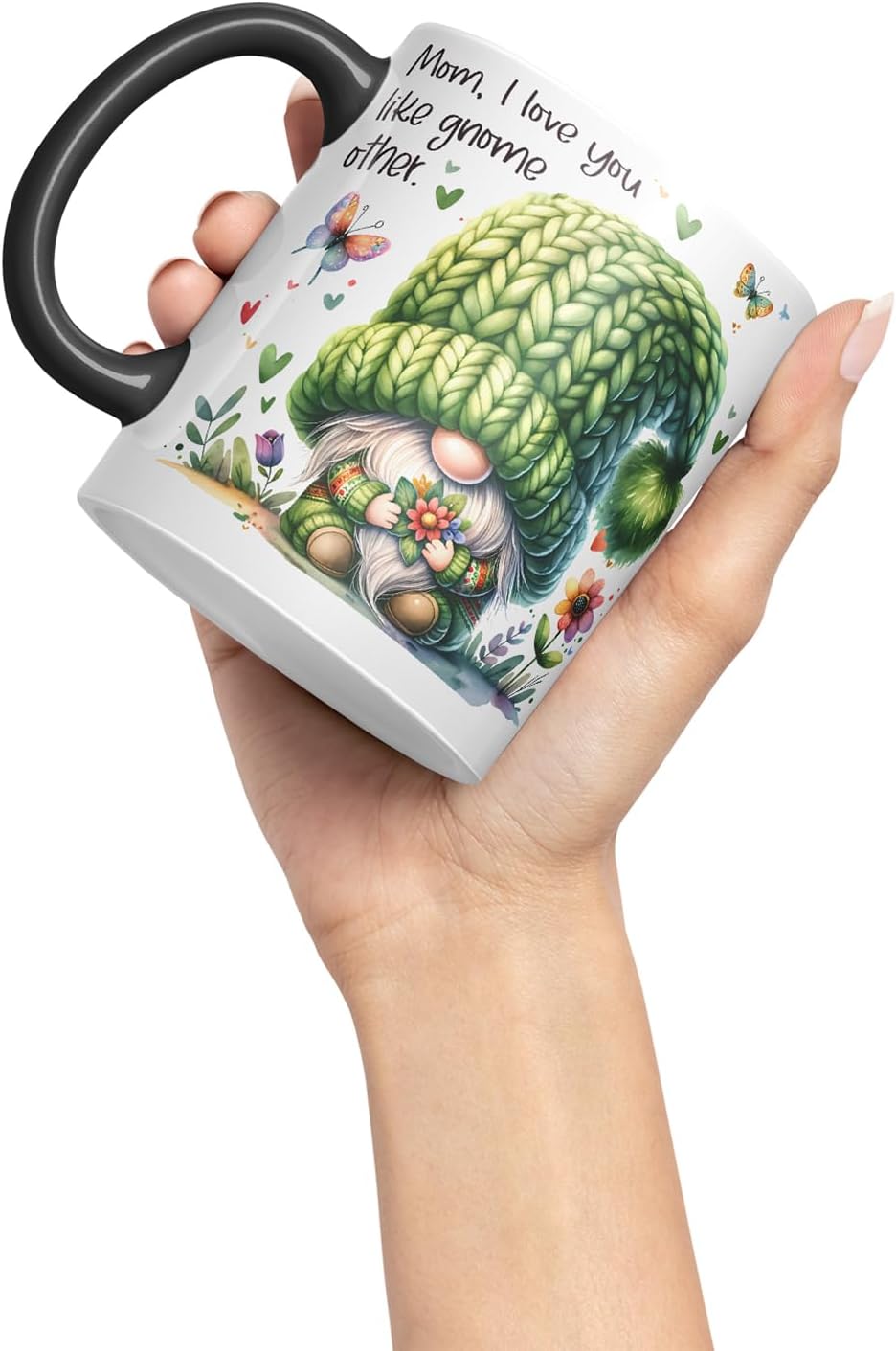 Vixar Mom I Love You Like Gnome Other Cute Gnome Mother Mum Mug – Coloured Ceramic Mug Cup Gift, 11oz (Black)