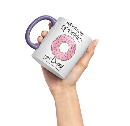Whatever Sprinkles ya Donut Sarcastic Joke Ceramic Coloured Mug Cup for Tea Coffee Hot Brew Gift 330ml 11 OZ Gift