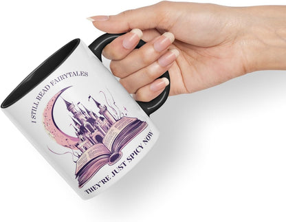 Vixar I Still Read Fairytales – They’re Just Spicy Now Coloured Ceramic Mug Cup Gift, 11oz (Black)