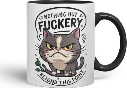 Vixar Nothing But F*ckery Beyond This Point – Coloured Ceramic Mug Cup Gift, 11oz (Black)