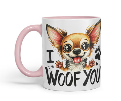 Vixar I Woof You Cute Dog Mug – Coloured Ceramic Mug Cup Gift, 11oz (Black)