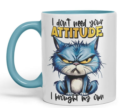 Vixar I Don’t Need Your Attitude – I Brought My Own Coloured Ceramic Mug Cup 11oz Funny Sarcastic Gift (Black)