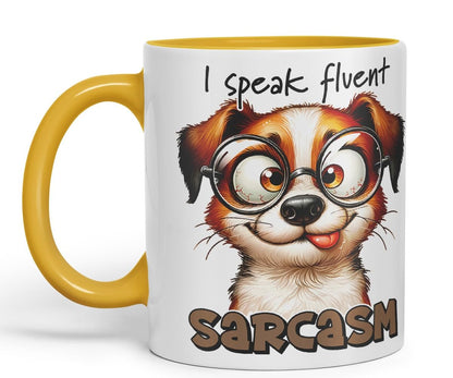 Vixar I Speak Fluent Sarcasm Coloured Ceramic Mug Cup 11oz Funny Sarcastic Gift (Black)