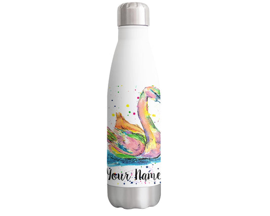 Swan Personalised Custom Bottle with Your Text/Name Watercolour majectic Bird Animals Bottle Double Wall Insulated Stainless Steel Sport Drinks 500ml