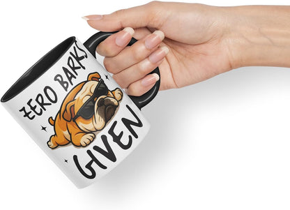 Vixar Zero Barks Given Bulldog Dog Mug – Coloured Ceramic Mug Cup Gift, 11oz (Black)