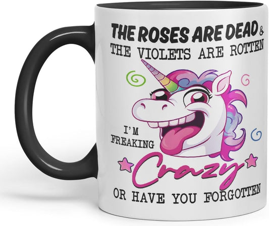 Vixar A Little Crazy but Worth It – Funny Unicorn Coloured Mug Cup 11oz (Black)
