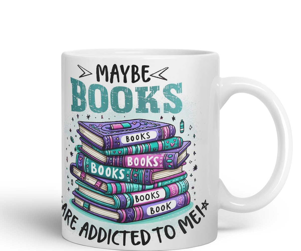 Vixar Maybe Books are Addicted to Me Funny Book Lover Coloured Mug Cup 11oz (Dark Green)