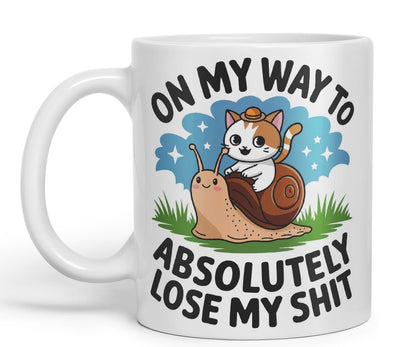 Vixar On My Way to Absolutely Lose My ** Sarcastic cat snailColoured Ceramic Mug Cup Gift, 11oz (Black)