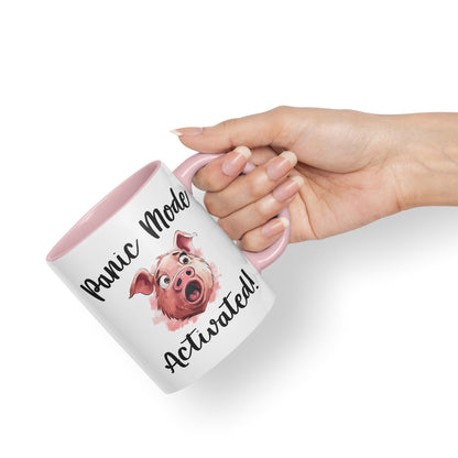 Panic Mode Activated! Pig Joke sarkasm Sarcastic Ceramic Coloured Mug Cup for Tea Coffee Hot Brew 330ml 11Oz Gift