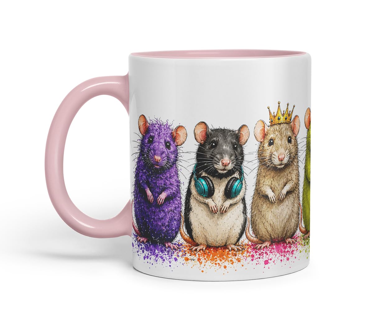 Vixar Rat Mug – Cute Rat Coloured Ceramic Mug Cup Gift, 11oz (Black)