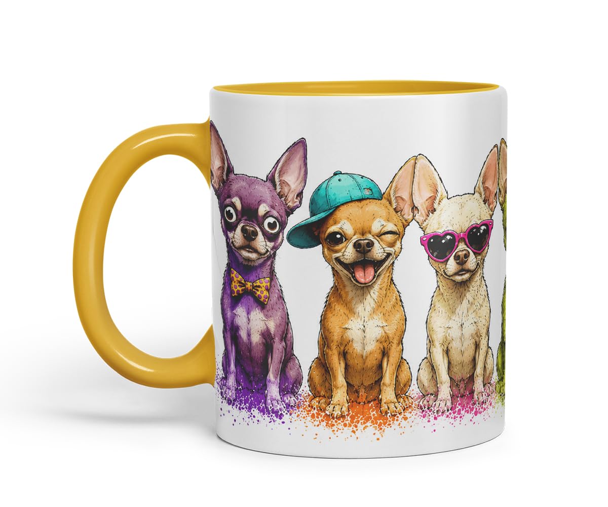 Vixar Short Hair Chihuahua Dog Mug – Cute Chihuahua Coloured Ceramic Mug Cup Gift, 11oz (Black)