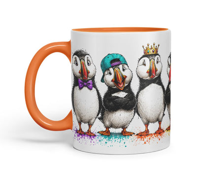 Vixar Cute Puffin Bird Mug – Cute Puffin Bird Coloured Ceramic Mug Cup Gift, 11oz (Black)