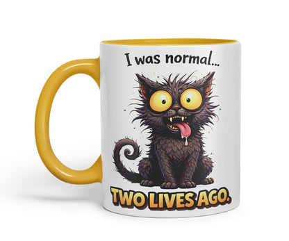 Vixar I was Normal Two Lives Ago Cat Coloured Ceramic Mug Cup Gift, 11oz (Black)