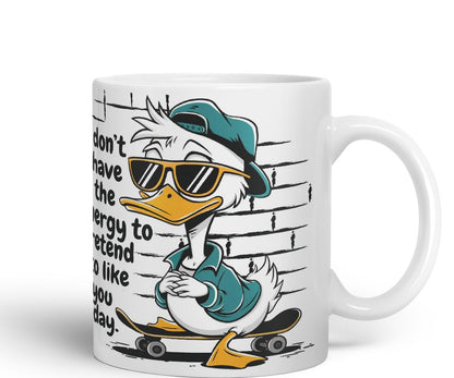 Vixar I Don’t Have The Energy to Pretend to Like You Today – Coloured Ceramic Mug Cup Gift, 11oz (Black)