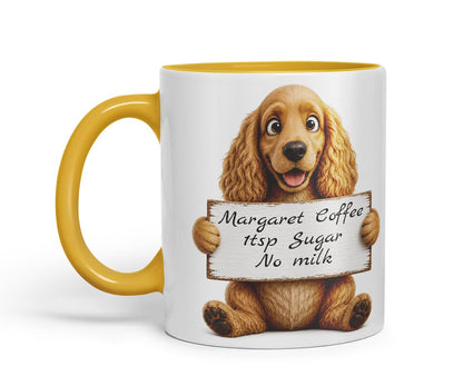 Vixar Personalised Cocker Spaniel Mug with Name or Custom Message – Cute Animal Coloured Ceramic Mug Cup Gift, 11oz (Black)