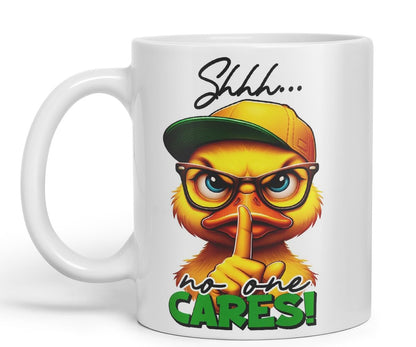 Vixar Shhh… No One Cares! Coloured Ceramic Mug Cup 11oz Funny Sarcastic Gift (Black)