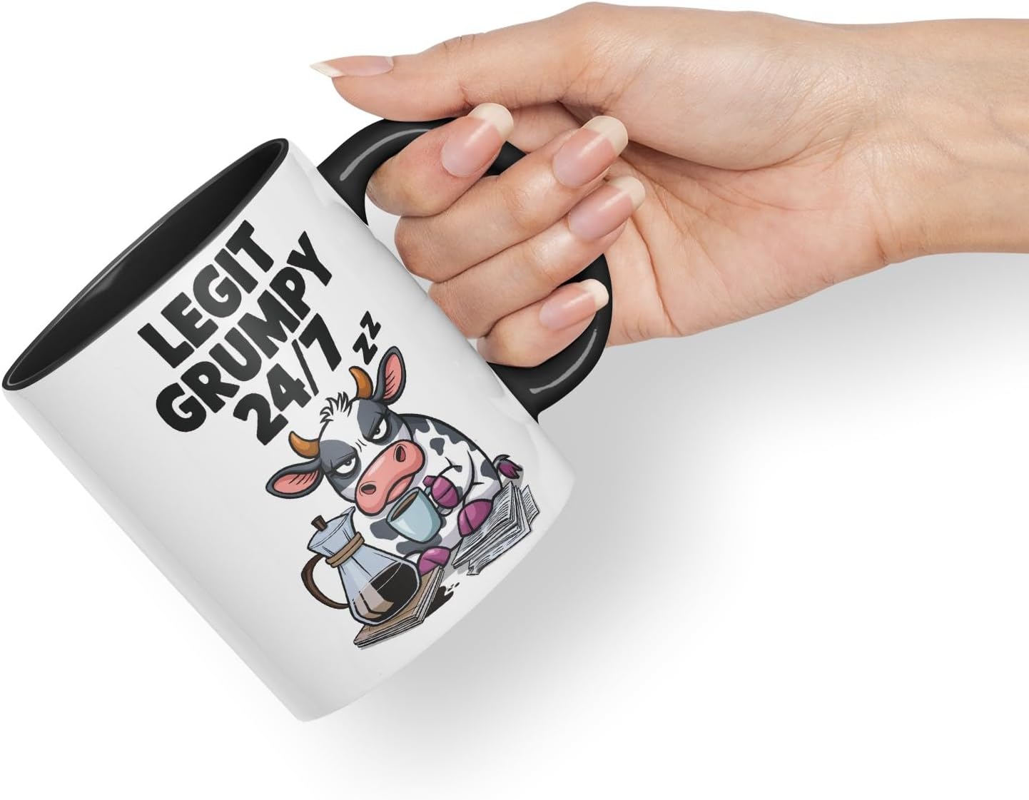 Vixar Legit Grumpy 24/7 – Coloured Ceramic Mug Cup Gift, 11oz (Black)
