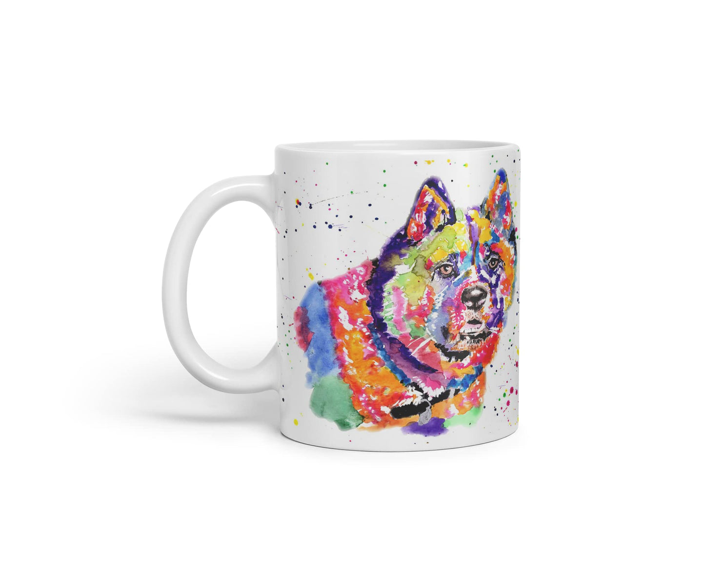 Vixar Akita Japanese Dog Breed Pet Animals Watercolour Art Coloured Mug Cup Gift Birthday Work Office Tea Coffee