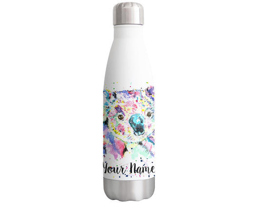 Vixar Koala Personalised Custom Bottle with your Text/name Watercolour Bear Animals Bottle Double Wall Insulated Stainless Steel Sport Drinks 500ml