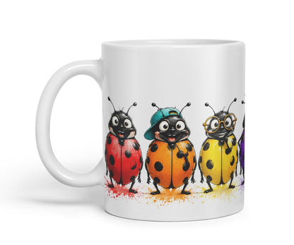Vixar Ladybird Mug – Cute Ladybug Animal Coloured Ceramic Mug Cup Gift, 11oz (Black)