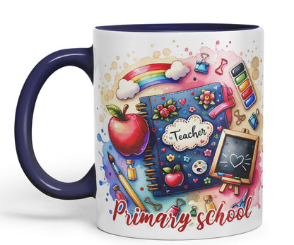 Vixar Primary School Teacher Mug Thank You, End of School Gift Ceramic Coloured Mug Cup for Tea Coffee Hot Brew 330ml 11Oz Gift