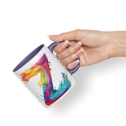 Letter Z mug, Alphabet Letter Z Monogram watercolour Ceramic Coloured Mug Cup for Tea Coffee Hot brew 330ml 11Oz Gift