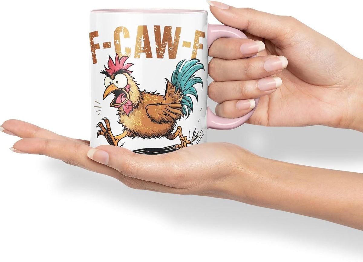 Vixar F-Caw-F Sarcastic Chicken Coloured Ceramic Mug Cup Gift Funny Sarcastic 330ml (Pink)
