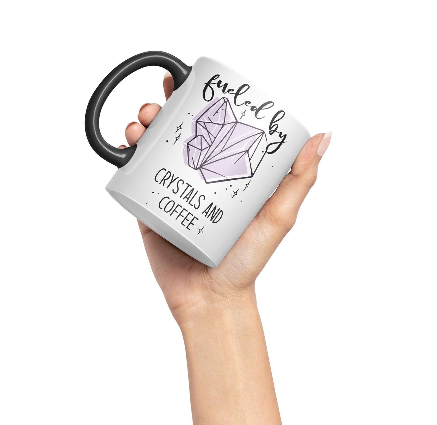 Fueled by Crystals Sugar and Coffee Sarcastic Joke Ceramic Coloured Mug Cup for Tea Coffee Hot Brew 330ml 11Oz