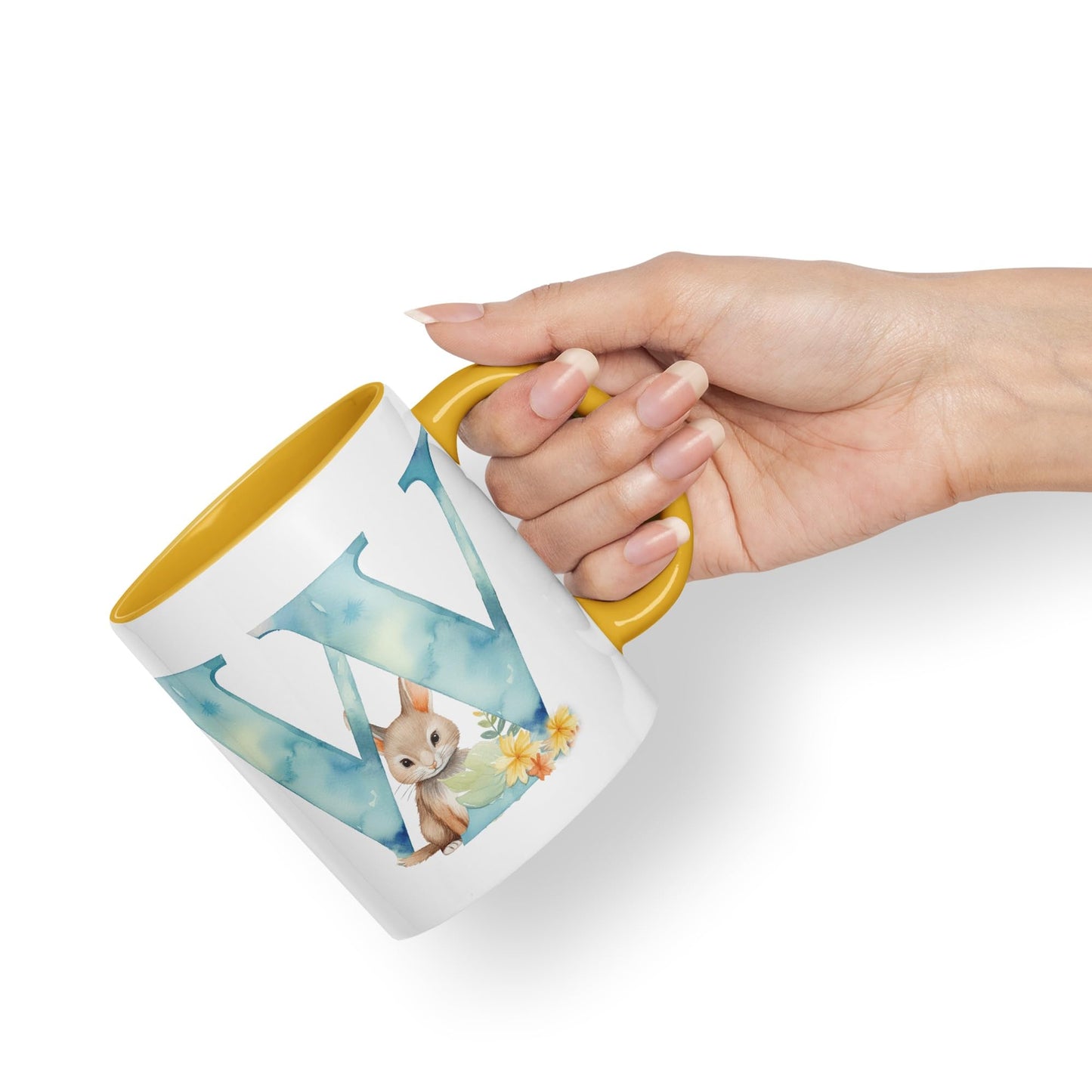 Letter W mug, Animals Alphabet Letter W Monogram animal for kids Ceramic Coloured Mug Cup for Tea Coffee Hot brew 330ml 11Oz Gift