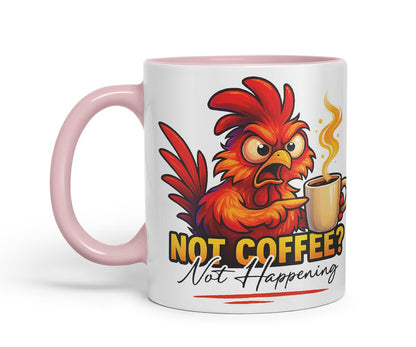 Vixar No Coffee Not Happening Funny Rooster Mug – Coloured Ceramic Mug Cup Gift, 11oz (Black)