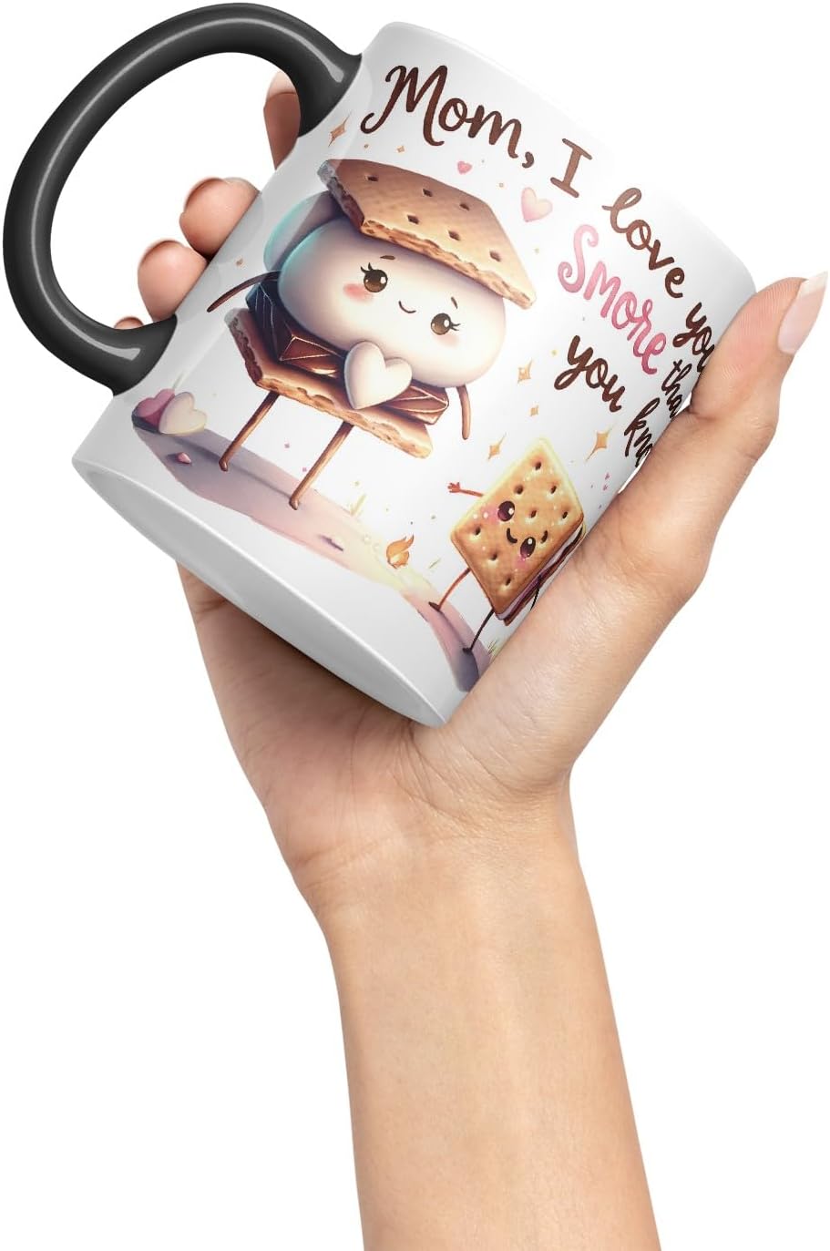 Vixar Mom, I Love You S’More Than You Know Coloured Mug Cup Cute Mother’s Day Gift 11oz (Black)
