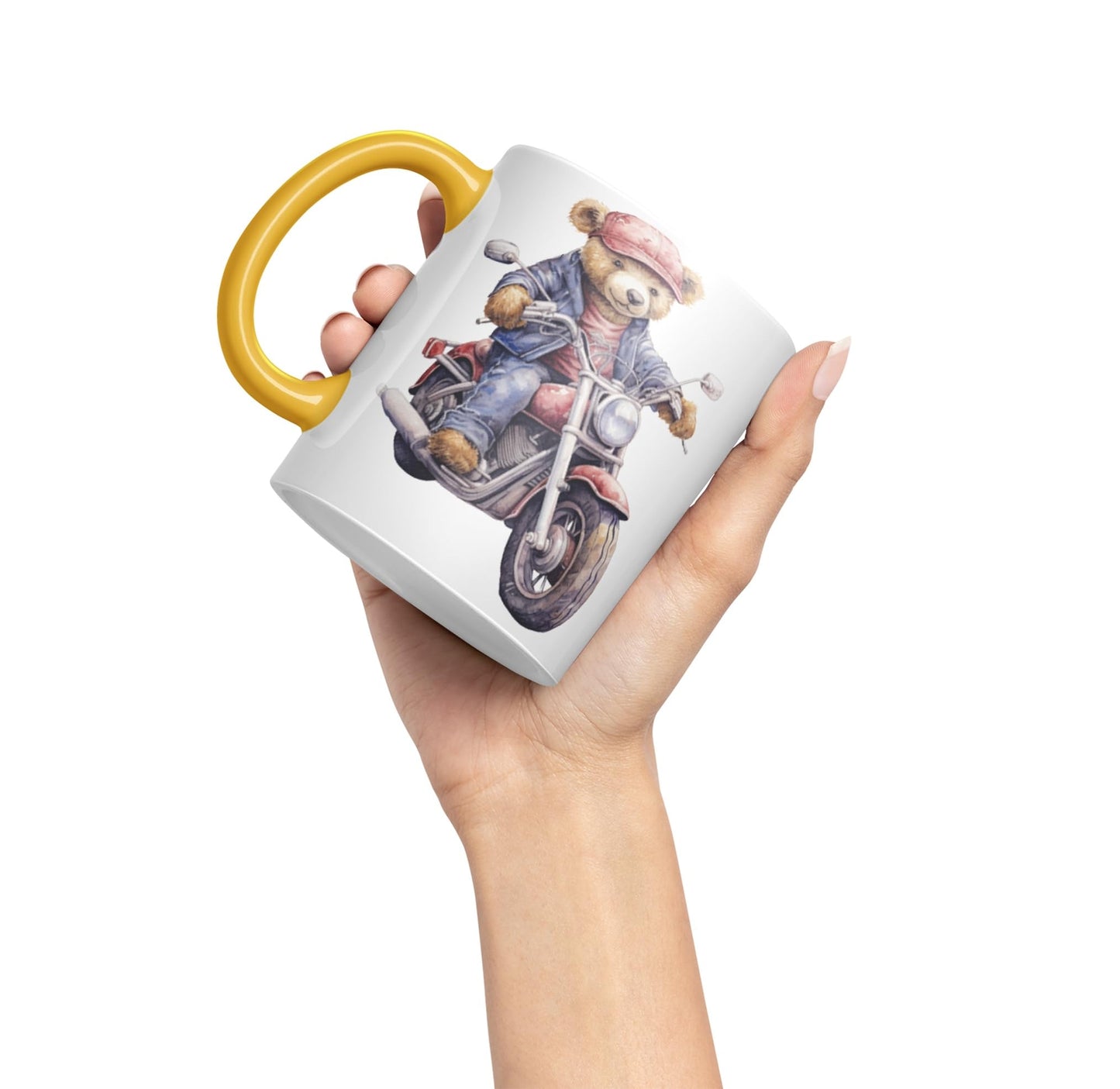 Vixar Teddy Bear Biker Motorbike Ceramic Mug Coloured Mug Cup Gift Birthday Work Office Tea Coffee