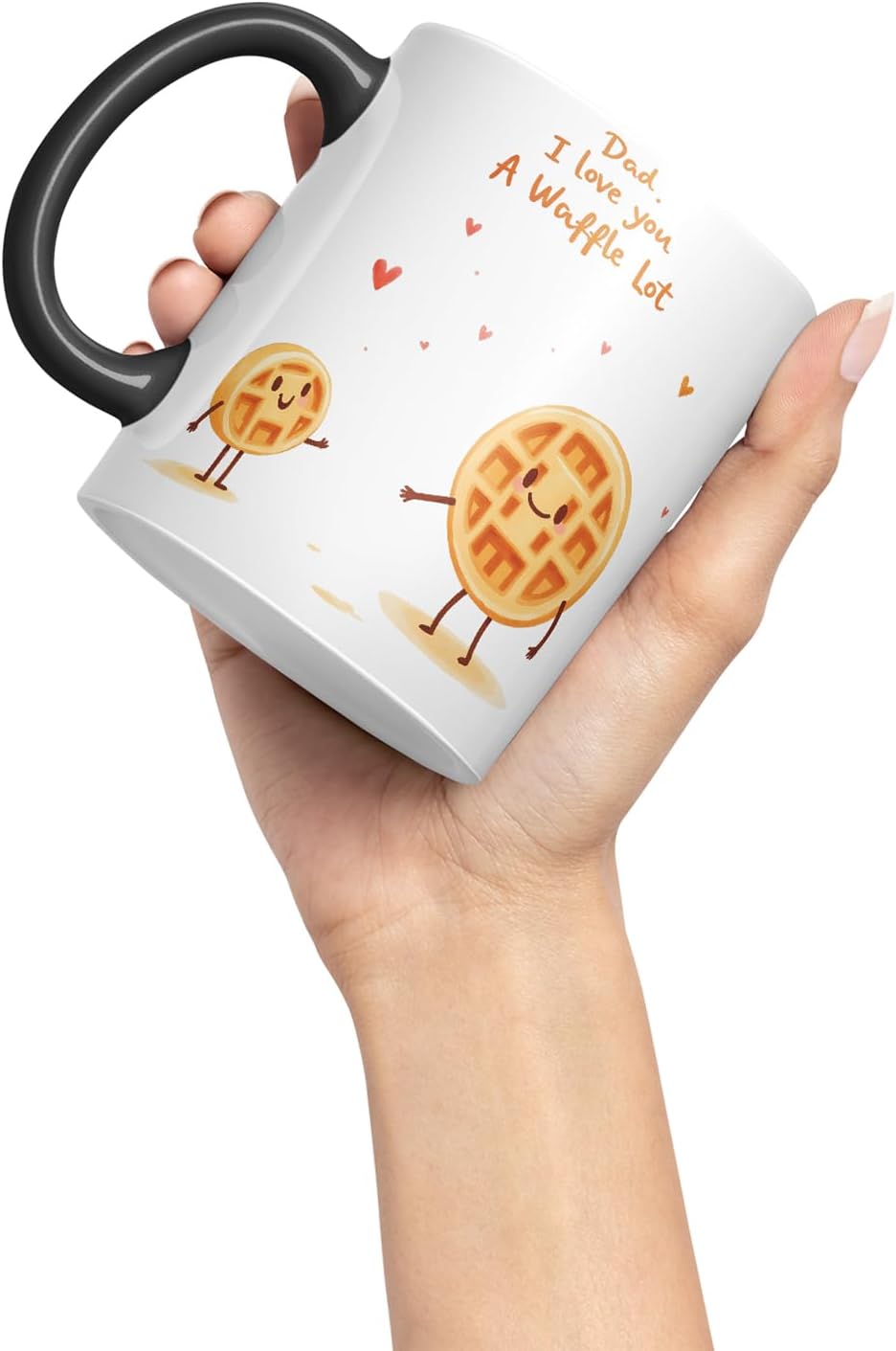 Vixar Dad I Love You A Waffle Lot Funny Father's Day Waffle Mug – Coloured Mug Cup Gift, 11oz (Black)