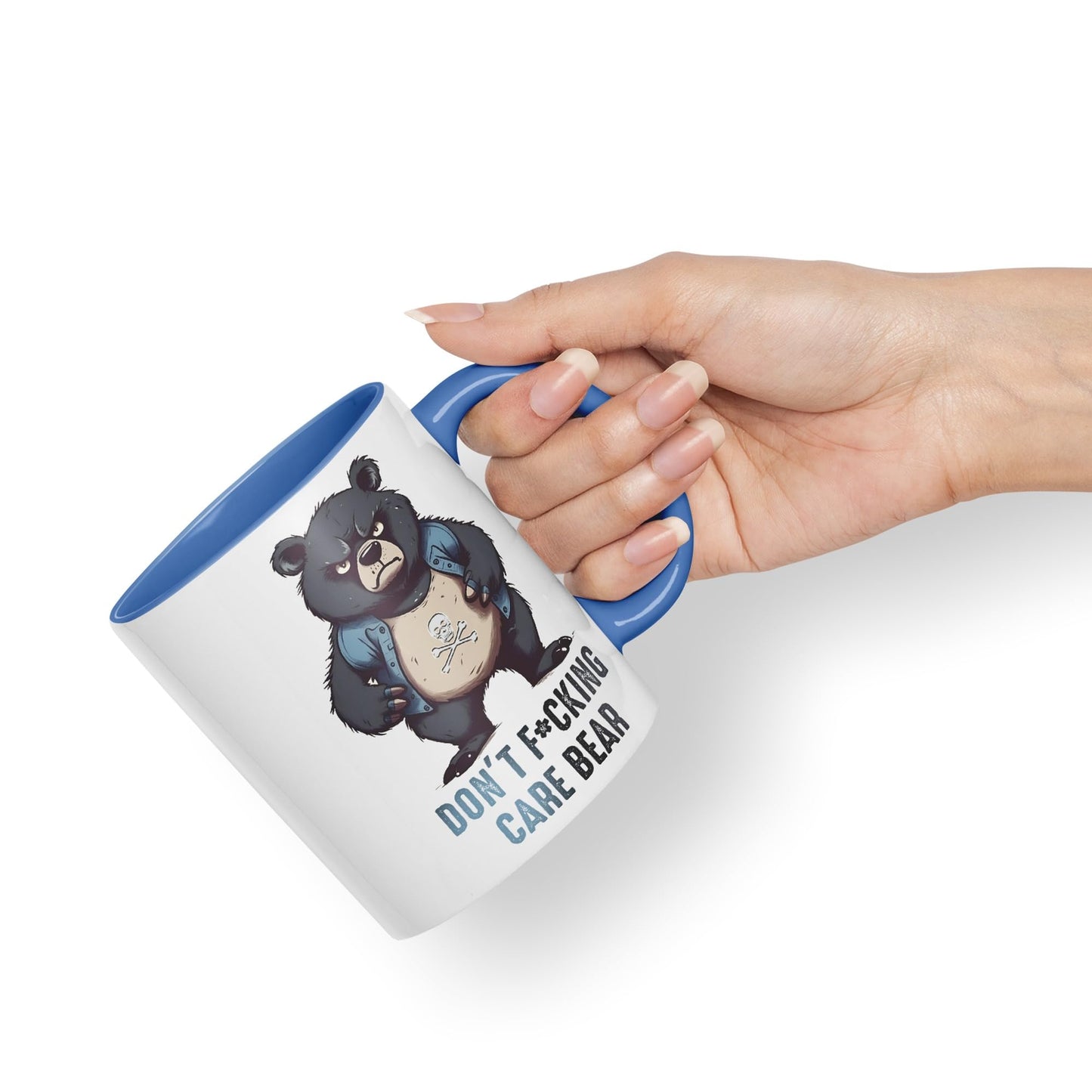 Vixar Don't F**g Care Bear Sarcastic Joke Ceramic Coloured Mug Cup for Tea Coffee Hot Brew 330ml 11Oz