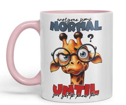 Vixar Everyone Seems Normal Until You Get to Know Them Giraffe Coloured Ceramic Mug Cup 11oz Funny Sarcastic Gift (Black)