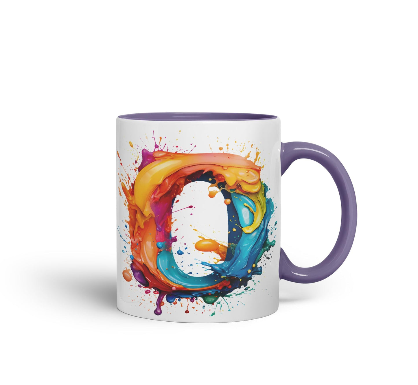 Letter O mug, Alphabet Letter O Monogram watercolour Ceramic Coloured Mug Cup for Tea Coffee Hot brew 330ml 11Oz Gift