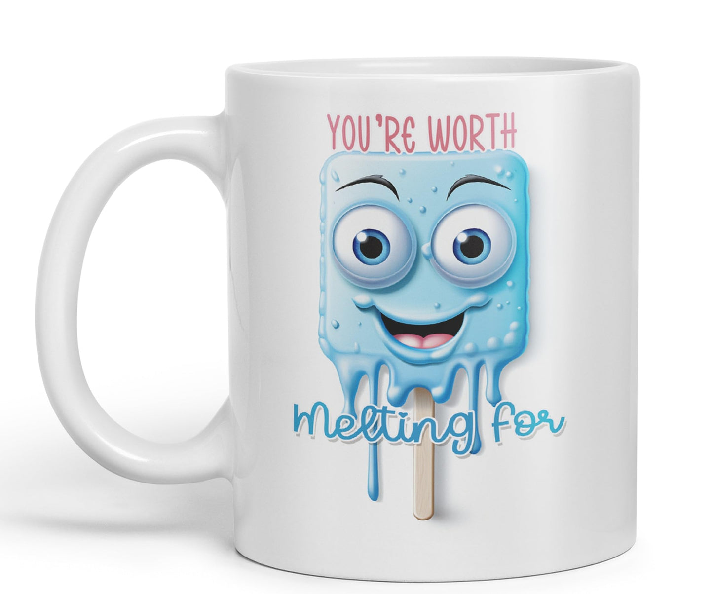 You're Worth Melting for, Joke sarkasm Sarcastic Ceramic Coloured Mug Cup for Tea Coffee Hot Brew 330ml 11Oz Gift
