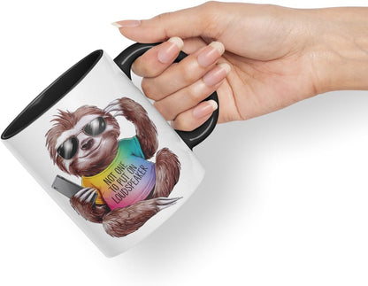 Vixar Not One to Put on Loudspeaker – Coloured Ceramic Mug Cup Gift, 11oz (Black)